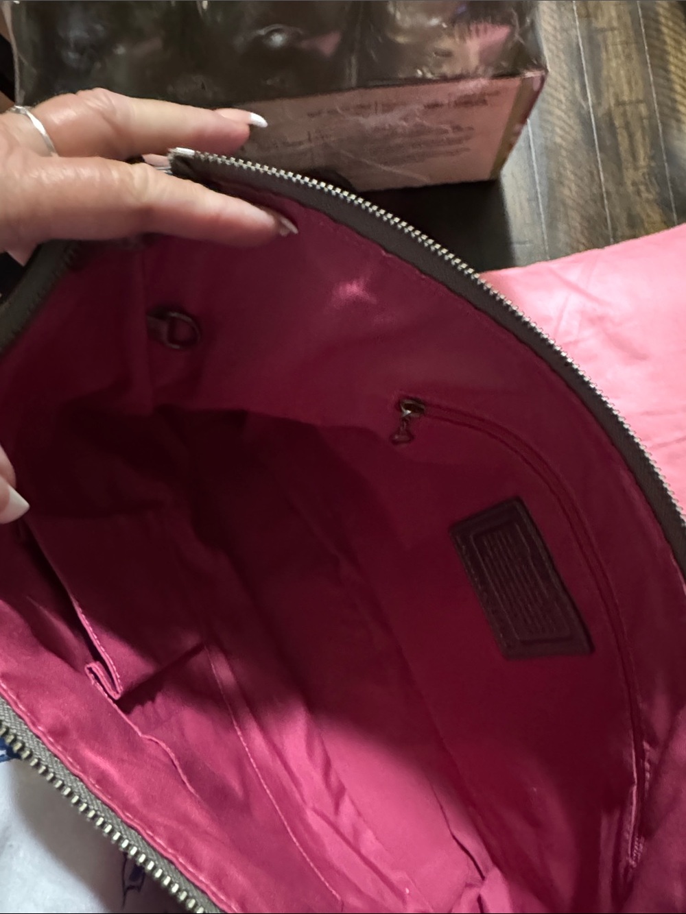Coach Patchwork Shoulder Bag in Burgundy, Gray and Pink - Picture 4 of 9